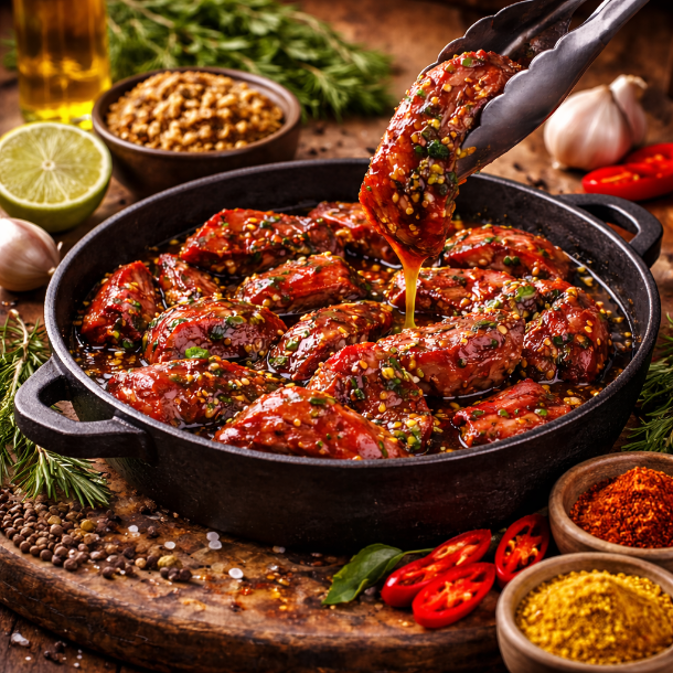 Marineret Oksestrimler