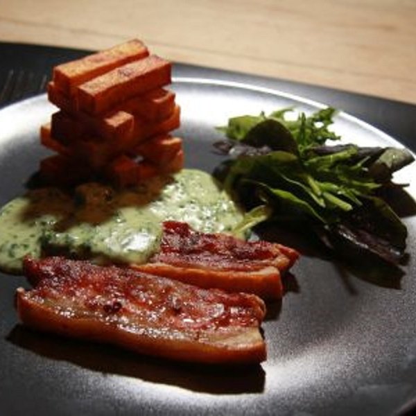 Fl&aelig;sk i skiver 